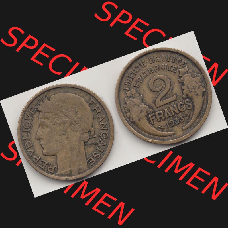 Münzen Frankreich Umlaufmünze 1931-1941, 2 Franken 1933-1 LIBERTE EGALITE FRATERNITE. Vorderseite und Rückseite horizontal auf einen digitalen Bild der alten französischen... Sammlung