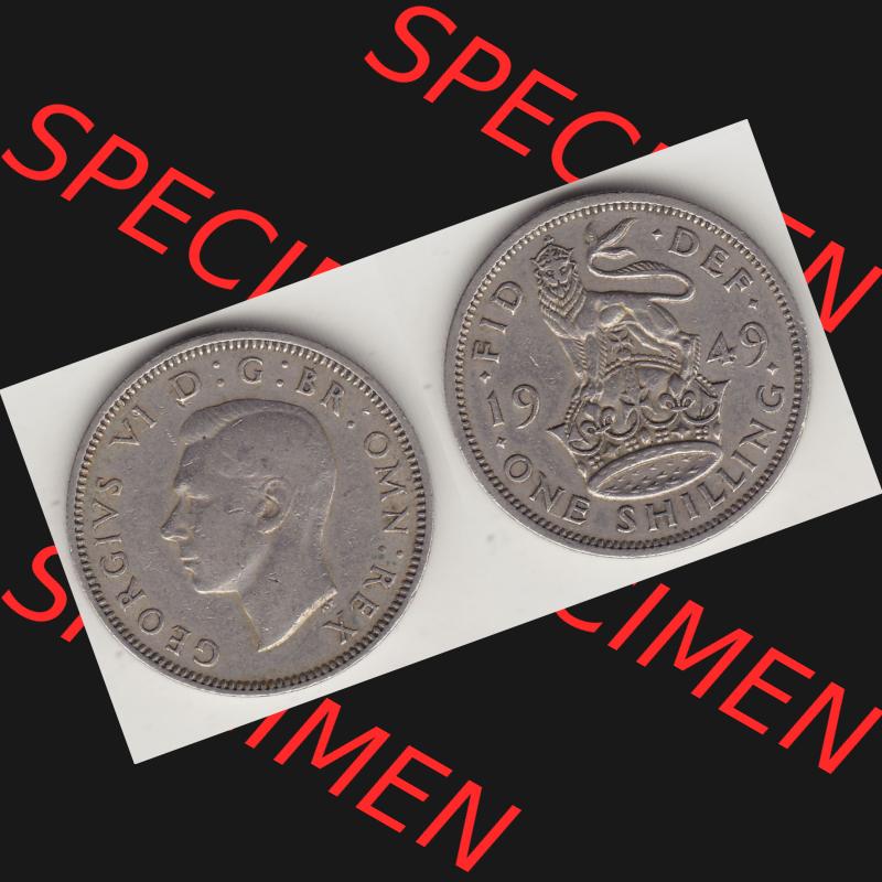 Münzen Großbritannien Umlaufmünze 1949-1951, 1 One Schilling - Shilling, 1949-1 Stehender Löwe auf Krone. Vorderseite und Rückseite horizontal auf einen digitalen... Sammlung