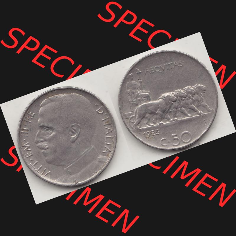 Alte Münzen KMS Italien / Italia, Kursmünzensatz - Zusammenstellung 1908-1943, mit Münze 1919-1935, 50 Centesimi, Cent Viktor Emanuel III. , VITT... Sammlung