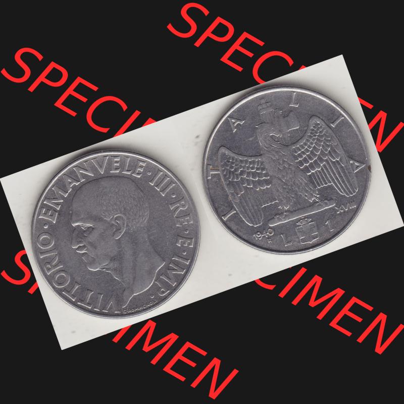 Alte Münzen KMS Italien / Italia, Kursmünzensatz - Zusammenstellung 1908-1943, mit Münze 1939-1943, 1 Lira, Lire, Viktor Emanuael III., G ROMAGNOLI... Sammlung