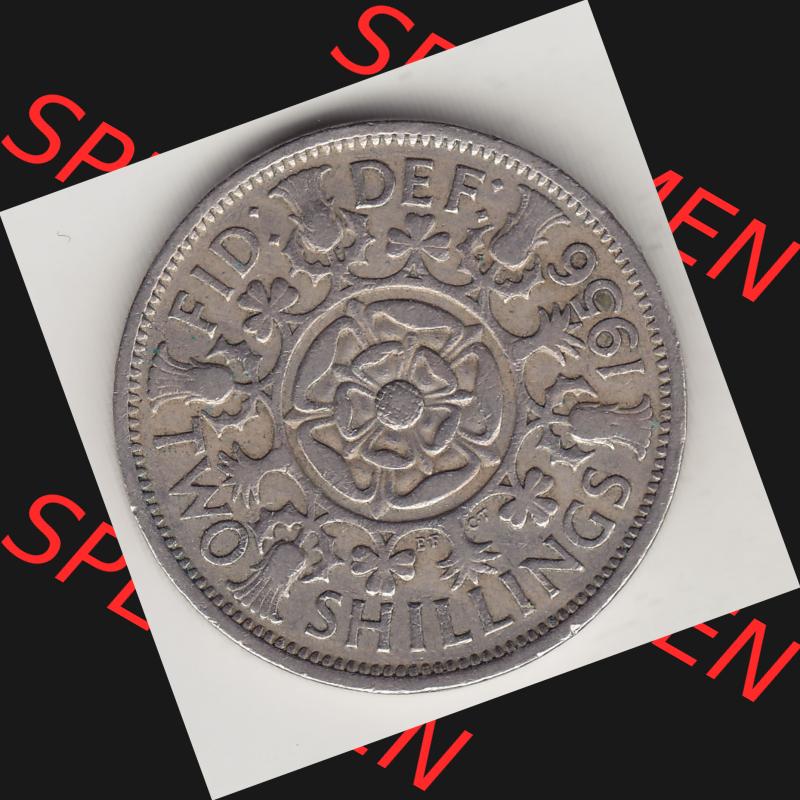 Münzen Großbritannien Umlaufmünze 1954-1970, 2 Schilling - Shillings 1956-1. Rückseite der alten britischen Münze aus Großbritannien zum katalogisieren und... Sammlung
