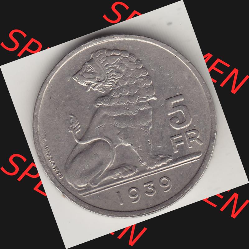 Alte Münzen KMS Belgien, Kursmünzensatz / KMS - Zusammenstellung 1938-1940, mit Münze 1938-1939, 5 Franken, FR, Francs, BELGIE - BELGIQUE 1939-1.... Sammlung