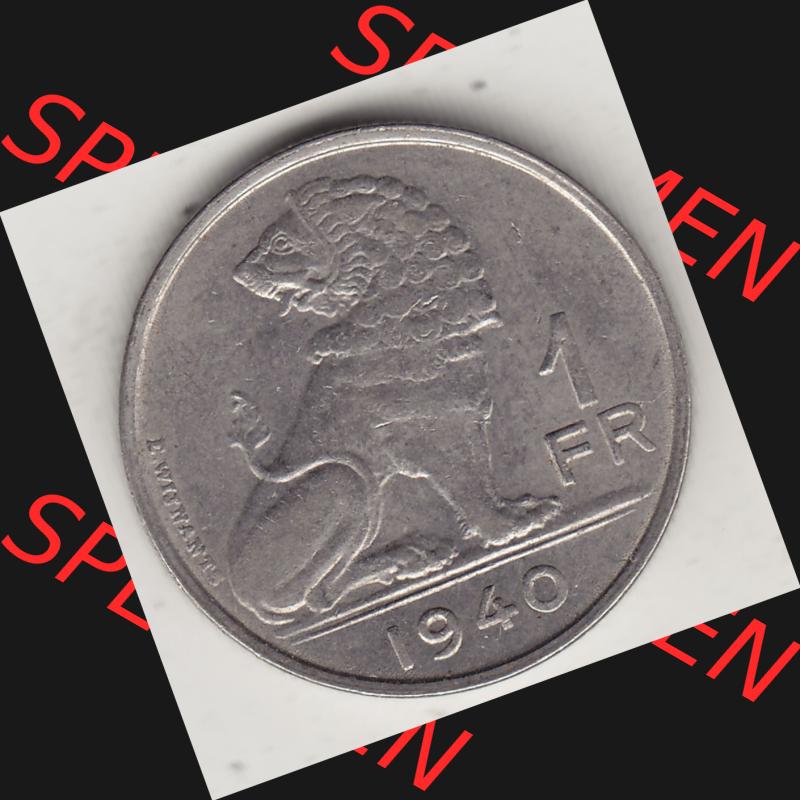 Alte Münzen KMS Belgien, Kursmünzensatz / KMS - Zusammenstellung 1938-1940, mit Münze 1939-1940, 1 FR, Franken, BELGIE - BELGIQUE 1940-1. Rückseite... Sammlung