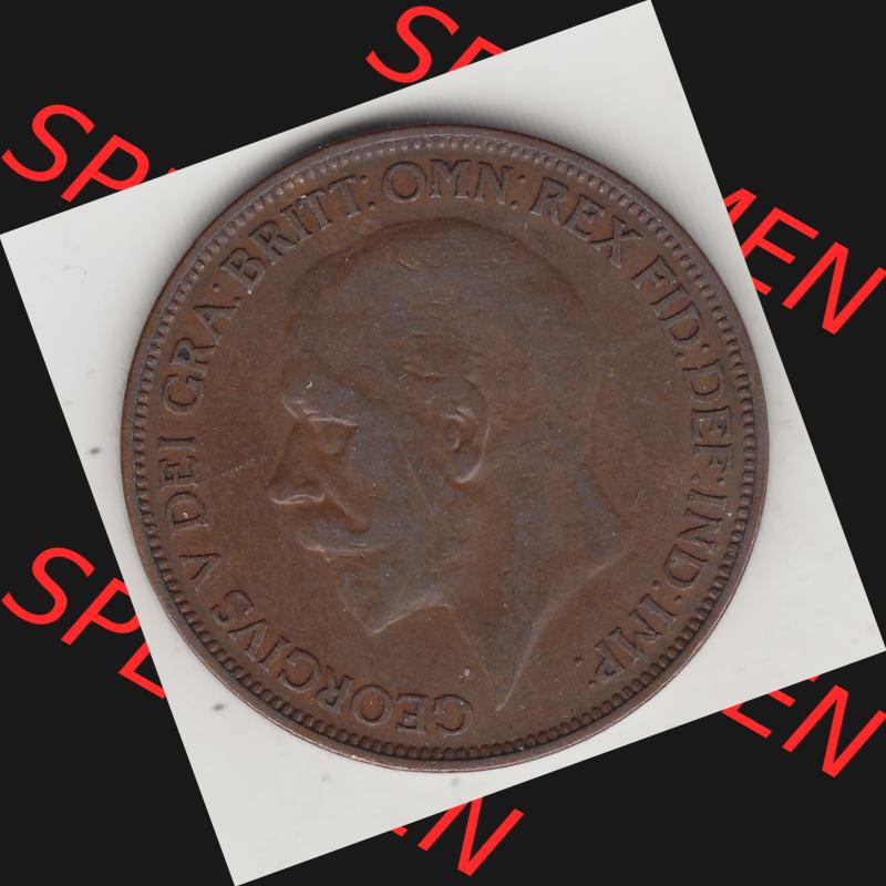 Münzen Großbritannien Umlaufmünze 1927-1927, 1 One Penny, 1927-1, George V, BM GEORGIVS V DEI GRABRITTOMNREX FIDDEFINDIMP. Vorderseite der alten britischen... Sammlung