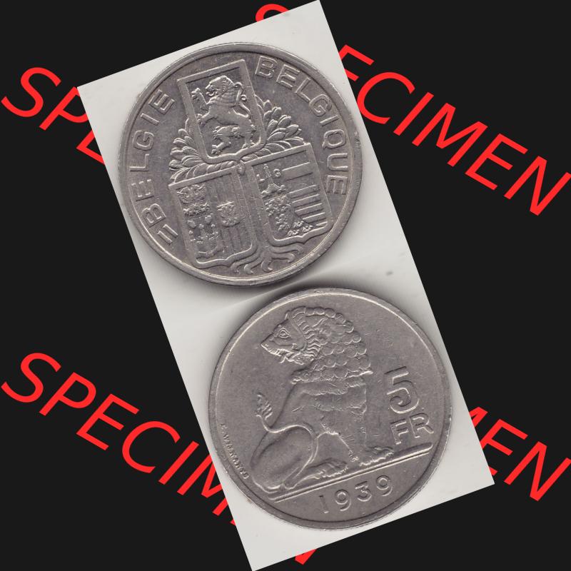 Alte Münzen KMS Belgien, Kursmünzensatz / KMS - Zusammenstellung 1938-1940, mit Münze 1938-1939, 5 Franken, FR, Francs, BELGIE - BELGIQUE 1939-1.... Sammlung