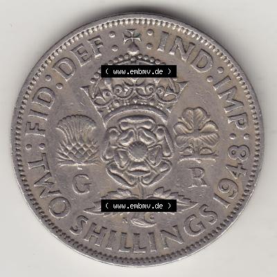 Münzen Großbritannien Umlaufmünze 1947-1948, 2 Schilling - Shillings 1948-1 (2) Sammlung