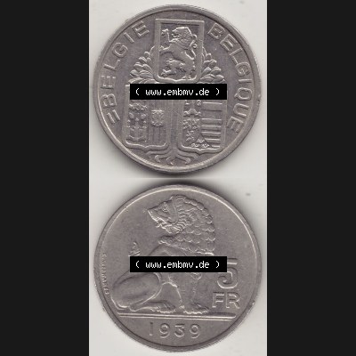 Alte Münzen KMS Belgien, Kursmünzensatz / KMS - Zusammenstellung 1938-1940, mit Münze 1938-1939, 5 Franken, FR, Francs, BELGIE - BELGIQUE 1939-1.... Sammlung