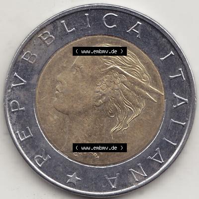 Bildmaterial von Münzen aus Italien / Italia Gedenkmünzen 1998-1998, 500 Lire, 20 Jahre Internationaler Fonds für die landwirtschaftliche Entwicklung (1978-1998)-1.... Sammlung