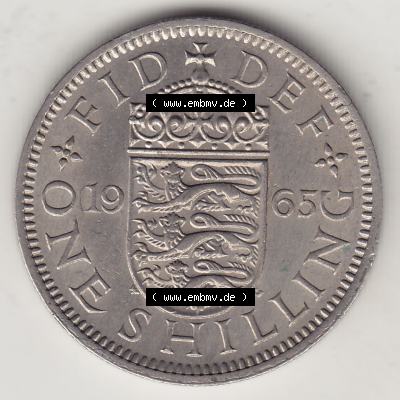 Münzen Großbritannien Umlaufmünze 1954-1970, 1 Schilling - Shilling, 1965-1 Wappen mit 3 Löwen (2) Sammlung