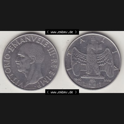 Alte Münzen KMS Italien / Italia, Kursmünzensatz - Zusammenstellung 1908-1943, mit Münze 1939-1943, 1 Lira, Lire, Viktor Emanuael III., G ROMAGNOLI... Sammlung