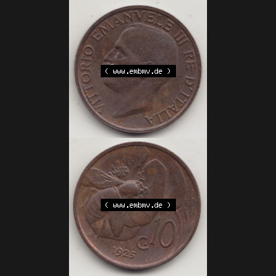 Alte Münzen KMS Italien / Italia, Kursmünzensatz - Zusammenstellung 1908-1943, mit Münze 1919-1937, 10 Centesimi, Cent, Viktor Emanuel III. A.... Sammlung