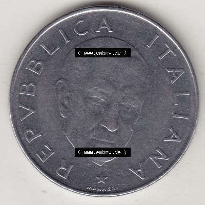 Bildmaterial von Münzen aus Italien / Italia Gedenkmünzen 1974-1974, 100 Lire, 100. Geburtstag von Guglielmo Marconi (1874-1974)-1. Vorderseite einer alten... Sammlung