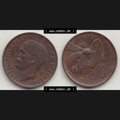 Alte Münzen KMS Italien / Italia, Kursmünzensatz - Zusammenstellung 1908-1943, mit Münze 1919-1937, 10 Centesimi, Cent, Viktor Emanuel III. A.... Sammlung