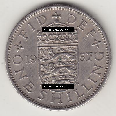 Münzen Großbritannien Umlaufmünze 1954-1970, 1 Schilling - Shilling, 1957-1 Wappen mit 3 Löwen (2) Sammlung