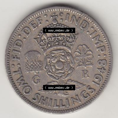 Münzen Großbritannien Umlaufmünze 1947-1948, 2 Schilling - Shillings 1949-2 (2) Sammlung