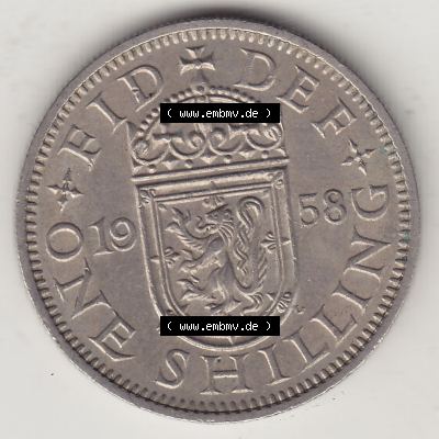 Münzen Großbritannien Umlaufmünze 1954-1970, 1 Schilling - Shilling, 1958-1 Wappen mit einen Löwen (2) Sammlung