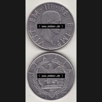 Alte Münzen KMS Italien / Italia, Kursmünzensatz - Zusammenstellung 1908-1943, mit Münze 1939-1943, 2 Lire, Lira, Viktor Emanuael III., G ROMAGNOLI... Sammlung