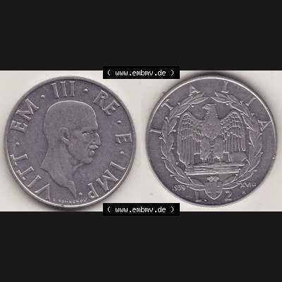 Alte Münzen KMS Italien / Italia, Kursmünzensatz - Zusammenstellung 1908-1943, mit Münze 1939-1943, 2 Lire, Lira, Viktor Emanuael III., G ROMAGNOLI... Sammlung