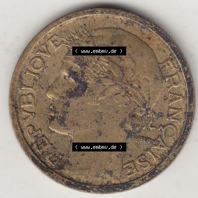 Münzen Frankreich Umlaufmünze 1931-1941, 1 Franken, 1 Franc, 1941-1 LIBERTE EGALITE FRATERNITE. Vorderseite der alten französischen Umlaufmünze aus Frankreich... Sammlung