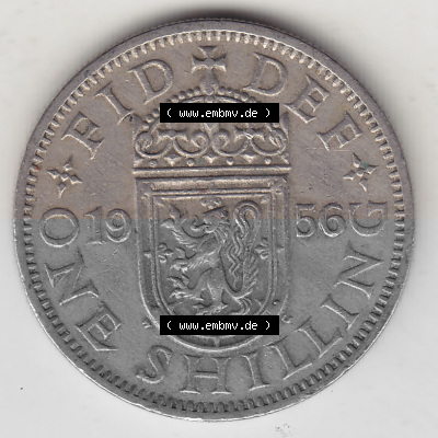 Münzen Großbritannien Umlaufmünze 1954-1970, 1 Schilling - Shilling, 1956 (Stück 1) Wappen mit einen Löwen (2) Sammlung