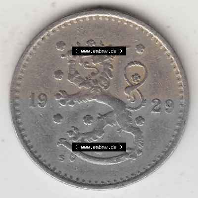Alte Münzen KMS Finnland, Kursmünzensatz 1921-1940, 50 Penny, Penniä 1929. Vorderseite einer Münze aus KMS / Kursmünzen bzw.... Sammlung
