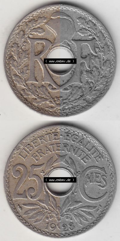 Umlaufmünze 10 Cmes - Centimes - Cent aus Frankreich in der Francs-Währung Sammlung