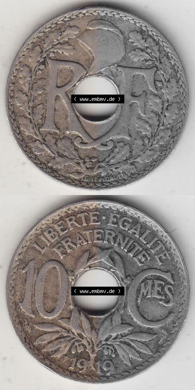 alten 10 Cmes / Centime / Cent französischen Umlaufmünze aus Frankreich in der Francs-Währung Sammlung