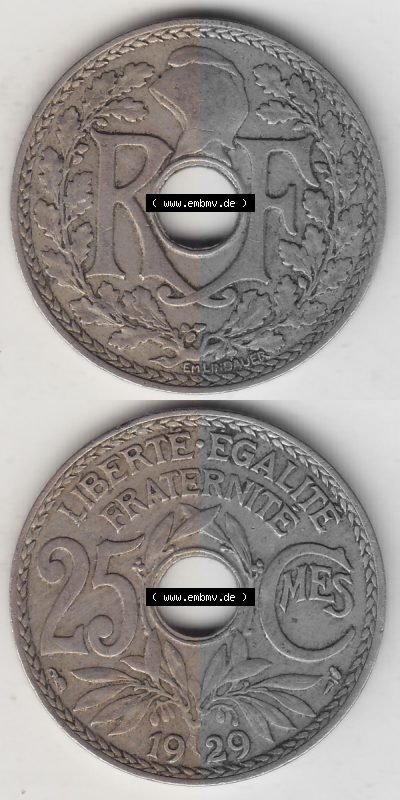 Umlaufmünze 10 Cmes - Centimes - Cent aus Frankreich in der Francs-Währung Sammlung