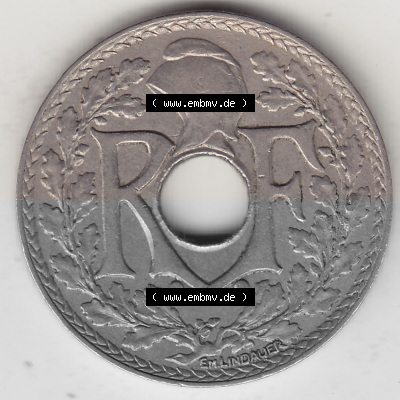 Alte Münzen KMS Frankreich, aus Kursmünzensatz-Zusammenstellung der Jahre 1917-1952, mit der Münze 1917-1937, 25 Cmes, Centime... Sammlung