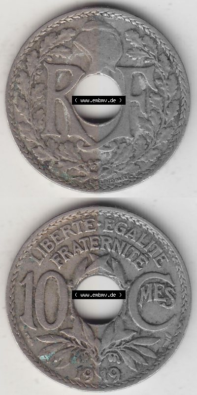 alten 10 Cmes / Centime / Cent französischen Umlaufmünze aus Frankreich in der Francs-Währung Sammlung