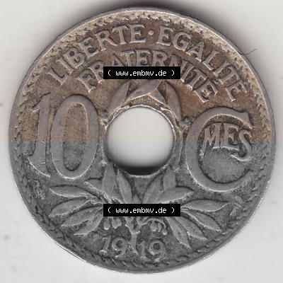 10 Cmes / Centime / Cent Umlaufmünze aus Frankreich in der Francs-Währung Sammlung