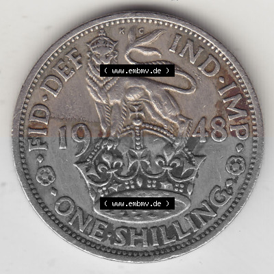 Münzen Großbritannien Umlaufmünze 1949-1951, 1 One Schilling - Shilling, 1948 (Stück 1) Stehender Löwe auf Krone. Rückseite... Sammlung