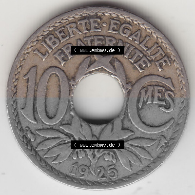 Umlaufmünze 10 Cmes - Centimes - Cent aus Frankreich in der Francs-Währung Sammlung
