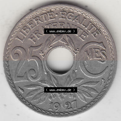 Alte Münzen KMS Frankreich, aus Kursmünzensatz-Zusammenstellung der Jahre 1917-1952, mit der Münze 1917-1937, 25 Cmes, Centime... Sammlung