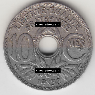 Umlaufmünze 10 Cmes - Centimes - Cent aus Frankreich in der Francs-Währung Sammlung