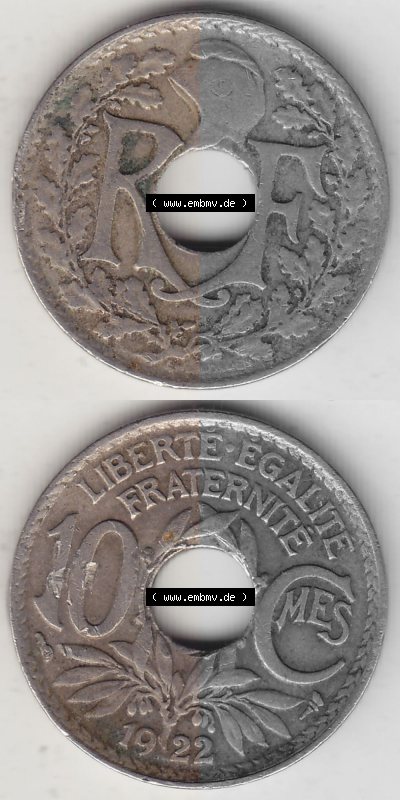 alten 10 Cmes / Centime / Cent französischen Umlaufmünze aus Frankreich in der Francs-Währung Sammlung