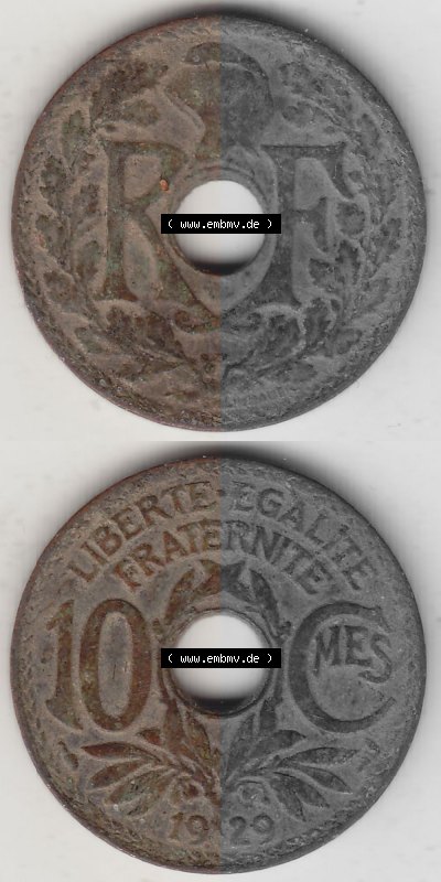 alten 10 Cmes / Centime / Cent französischen Umlaufmünze aus Frankreich in der Francs-Währung Sammlung