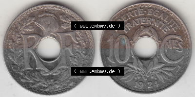 10 Cmes / Centime / Cent Umlaufmünze aus Frankreich in der Francs-Währung Sammlung