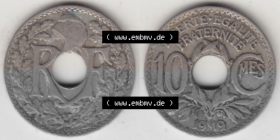 10 Cmes / Centime / Cent Umlaufmünze aus Frankreich in der Francs-Währung Sammlung