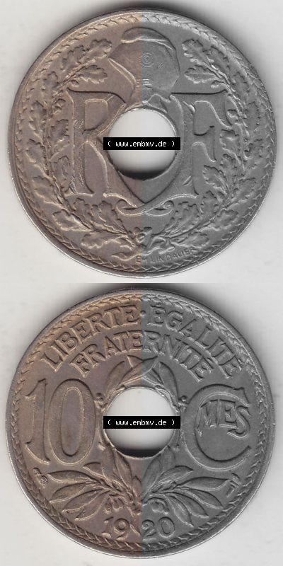 alten 10 Cmes / Centime / Cent französischen Umlaufmünze aus Frankreich in der Francs-Währung Sammlung