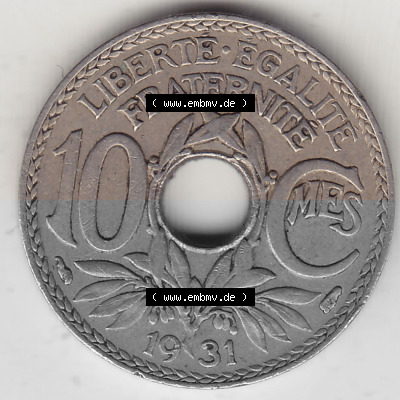 10 Cmes / Centime / Cent Umlaufmünze aus Frankreich in der Francs-Währung Sammlung