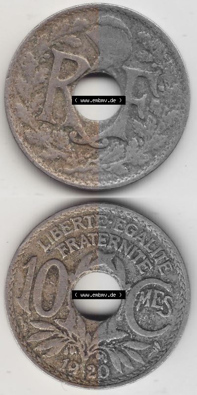 Umlaufmünze 10 Cmes - Centimes - Cent aus Frankreich in der Francs-Währung Sammlung