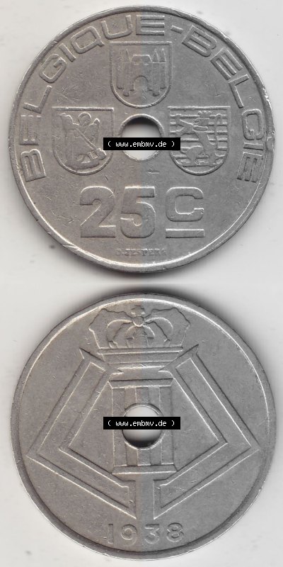 Münze 1938-1939, 25 C, Centime, BELGIQUE - BELGIE 1938 Sammlung