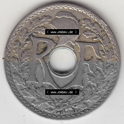 Münzen Frankreich Umlaufmünze 1917-1937, 25 Cmes, Centimes 1919 (Stück 1) LIBERTE EGALITE FRATERNITE (1) Sammlung