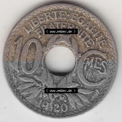 Umlaufmünze 10 Cmes - Centimes - Cent aus Frankreich in der Francs-Währung Sammlung