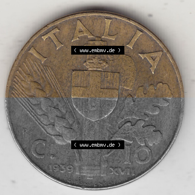 Alte Münzen KMS Italien / Italia, Kursmünzensatz - Zusammenstellung 1908-1943, mit Münze 1939-1943, 10 Centesimi, Cent, Viktor... Sammlung