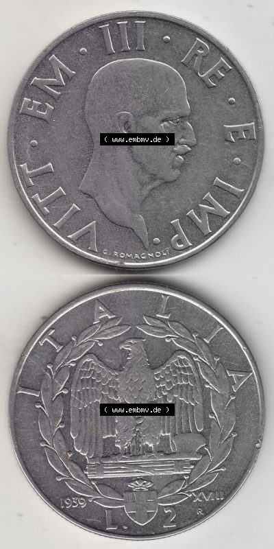 Alte Münzen KMS Italien / Italia, Kursmünzensatz - Zusammenstellung 1908-1943, mit Münze 1939-1943, 2 Lire, Lira, Viktor Emanuael... Sammlung