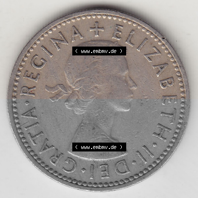 Münzen Großbritannien Umlaufmünze 1954-1970, 1 Schilling - Shilling, 1956 (Stück 1) Wappen mit 3 Löwen (1) Sammlung