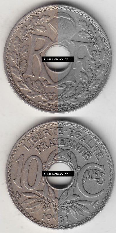 alten 10 Cmes / Centime / Cent französischen Umlaufmünze aus Frankreich in der Francs-Währung Sammlung