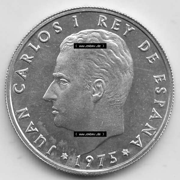 Grau bzw. s/w Alte Münzen KMS Spanien Madrid, Kursmünzensatz 1975, in Stempelglanz 1975-1979, 50 Centimos 1976-1, JUAN CARLOS I REY DE ESPAÑA. Vorderseite der Peseten... Sammlung Graustufen